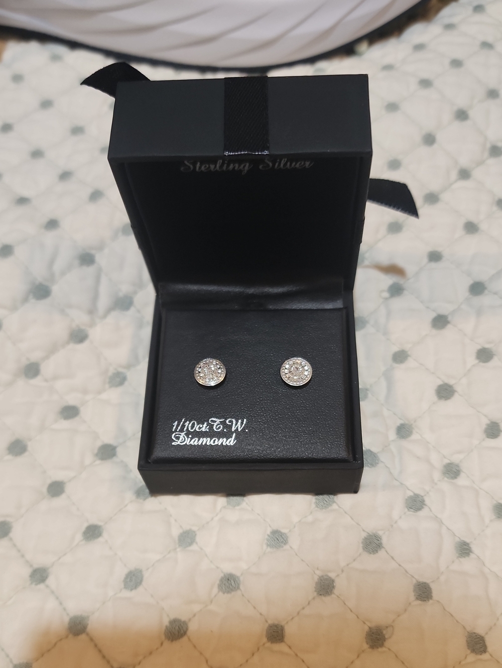 Sterling Silver White Diamond Round Halo Stud Earrings
